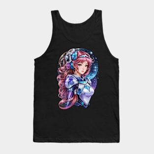 Celestial Harmonies: Ethereal AI Anime Character Art in Andromeda Tank Top